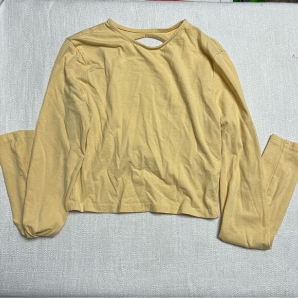 Divided H&M Yellow Long Sleeve Shirt Open Back Size Small - Picture 1 of 8